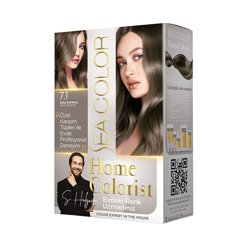 Sea Color 2 Tubes Home Colorist 7.1 Misty Auburn Premium Hair Dye Professional Results at Home