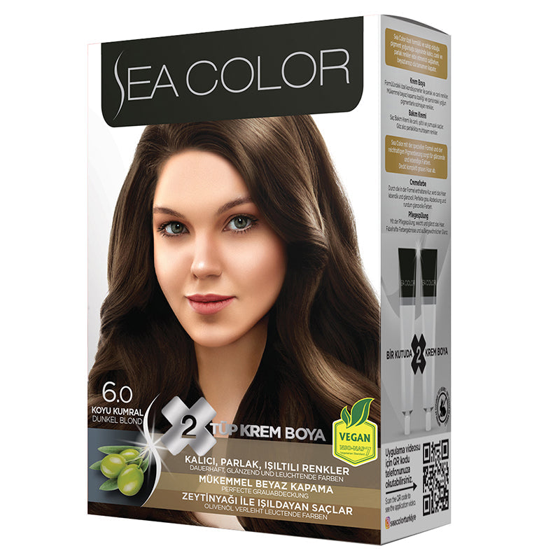 SEA COLOR 6.0 DARK BLONDE Hair Color Kit with Olive Oil for a Permanent ...