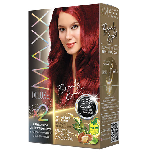 MAXX DELUXE 5.56 MAGIC RED KIT, Improved Triple care, Long Lasting, Olive Oil, Keratin and Argan Oil