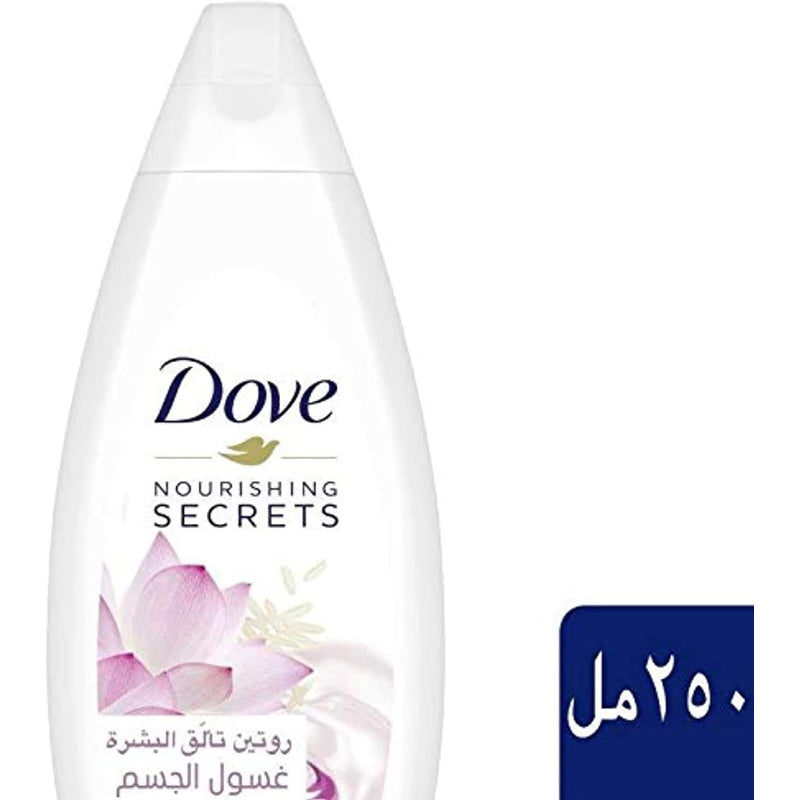 Dove Nourishing Secrets Glowing Ritual Shower Gel Bodywash With Lotus Flower Extract And Rice Milk, 250 ml