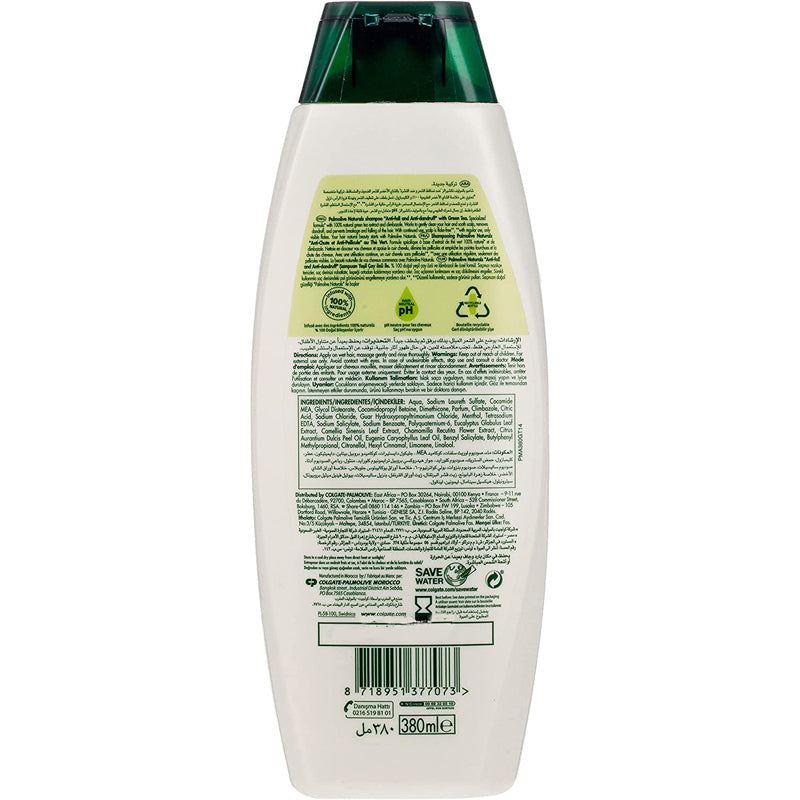 Palmolive Shampoo Anti-Dandruff & Anti-Fall Shampoo For Fragile & Falling Hair 100% Natural Ingredients Green Tea 380ml