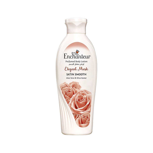 Enchanteur Satin Smooth- Elegant Musk Lotion With Aloe Vera & Olive Butter For Satin Smooth Skin, For All Skin Types, 250Ml