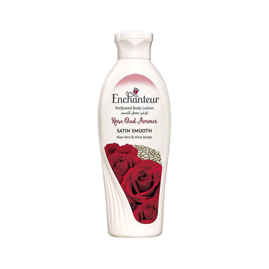Enchanteur Satin Smooth- Rose Oud Amour Lotion With Aloe Vera & Olive Butter For Satin Smooth Skin, For All Skin Types, 250 ml