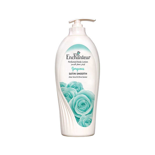 Enchanteur Satin Smooth- Gorgeous Lotion With Aloe Vera & Olive Butter For Satin Smooth Skin, For All Skin Types, 500 ml
