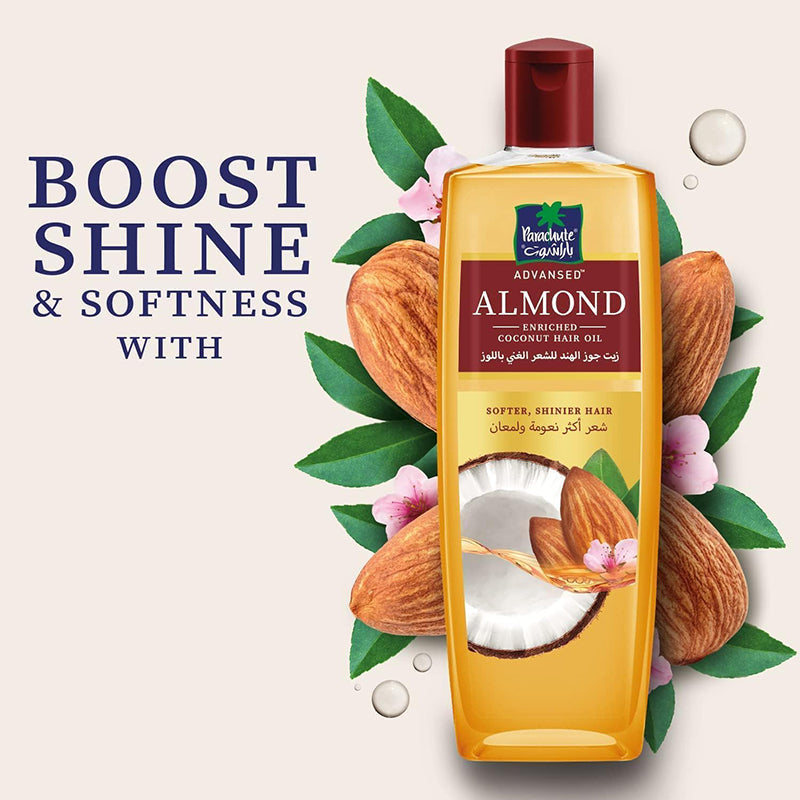 Parachute Almond Oil Advansed, Boosts Shine & Softness, Blend Of Coconut Oil, 200Ml