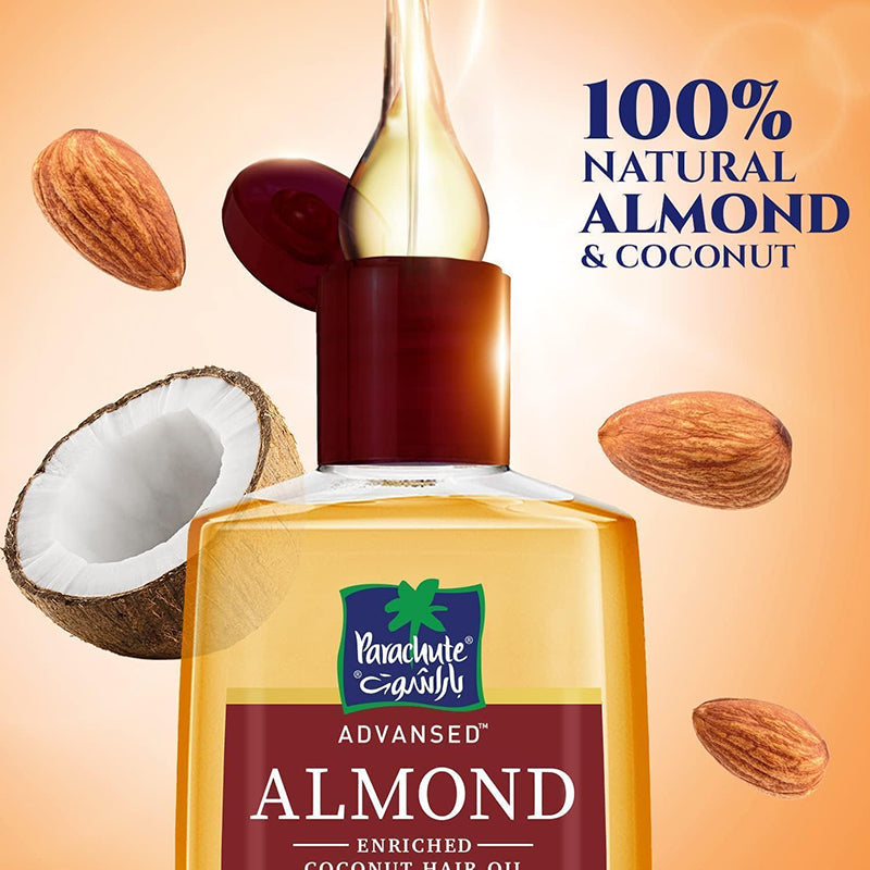 Parachute Almond Oil Advansed, Boosts Shine & Softness, Blend Of Coconut Oil, 200Ml