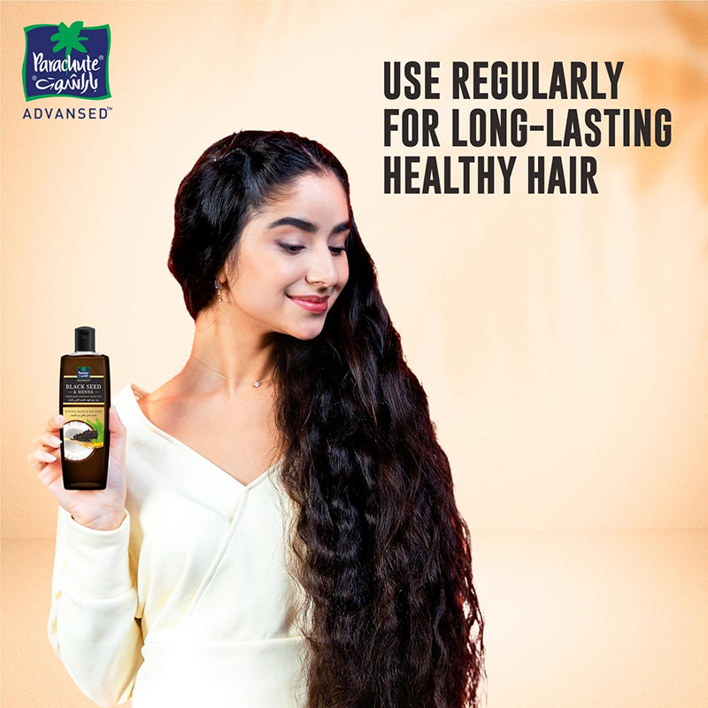 Parachute Advansed Blackseed and Heena Hair Oil Enriched with Coconut Hair Oil | For Strong and Shiny Hair | 200ml