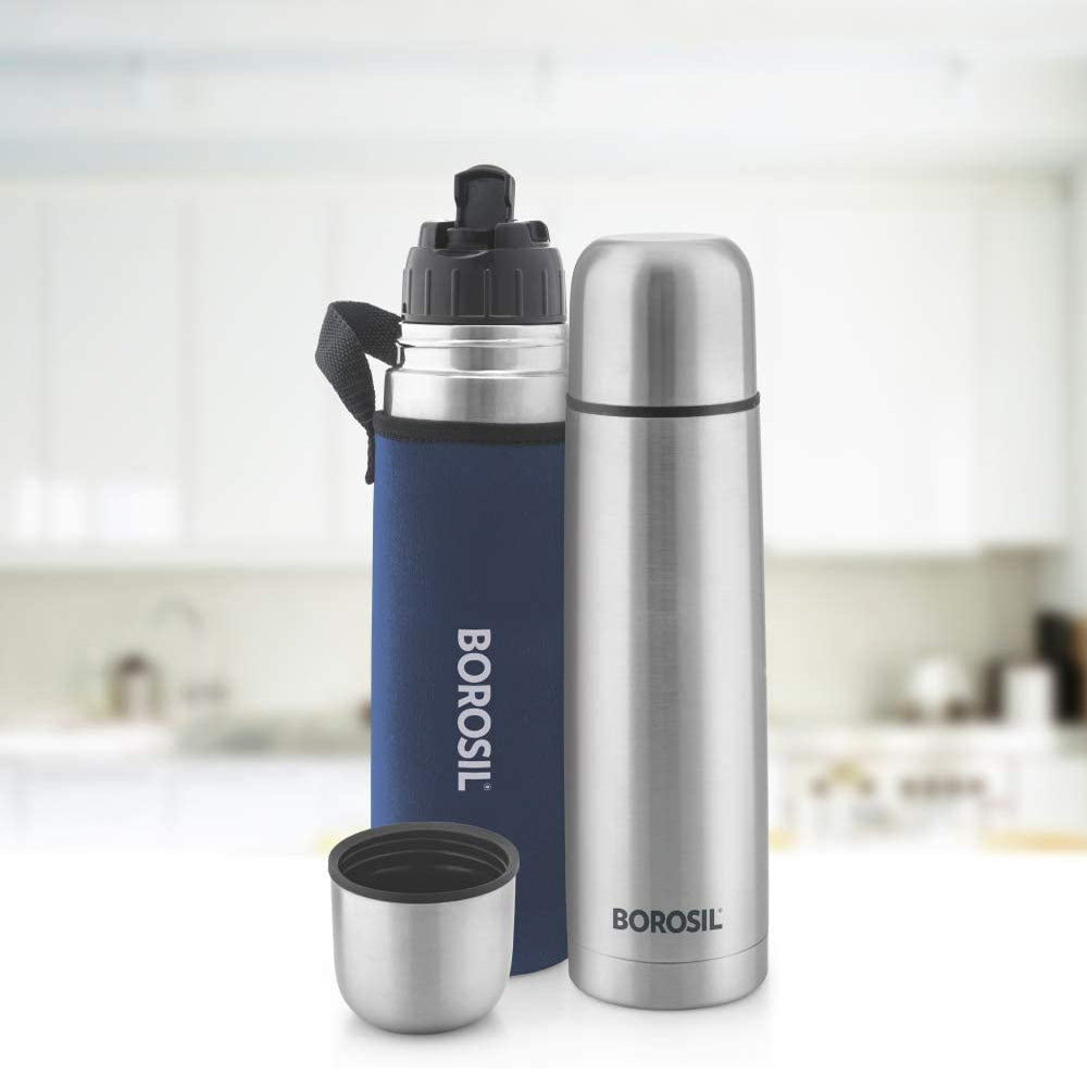 Borosil Stainless Steel Hydra Thermo Vacuum Insulated Flask Water Bottle, 750 ml