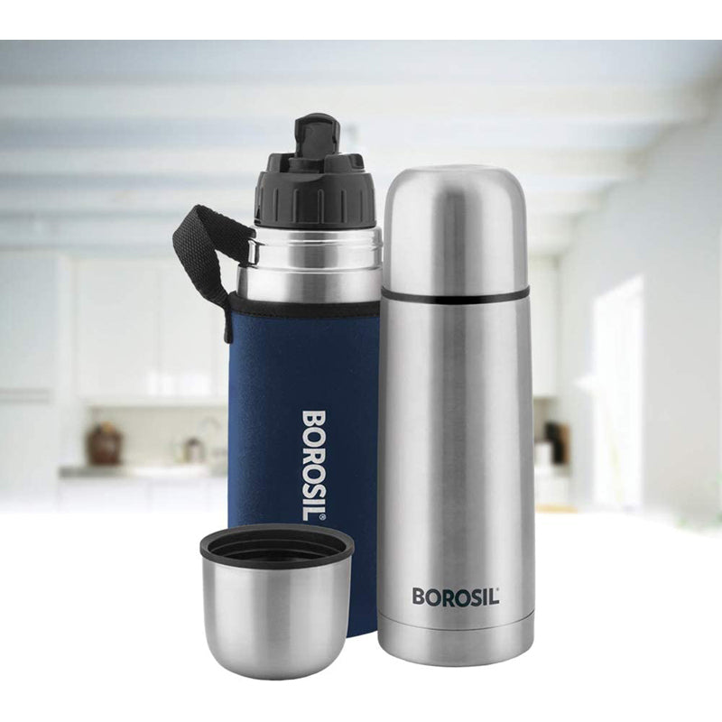 Borosil Stainless Steel Hydra Thermo Vacuum Insulated Flask Water Bottle, 350 ml